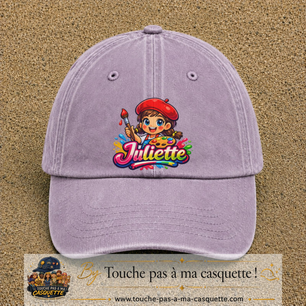 Casquette baseball Violet délavé 100% coton avec motif Juliette 7 cm - image principale