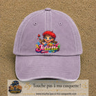 Casquette baseball Violet délavé 100% coton avec motif Juliette 7 cm - image principale