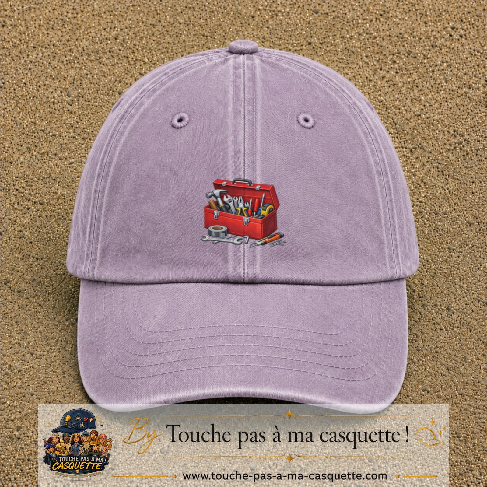 Casquette baseball Violet délavé 100% coton avec motif Boîte à outils 5 cm - image principale