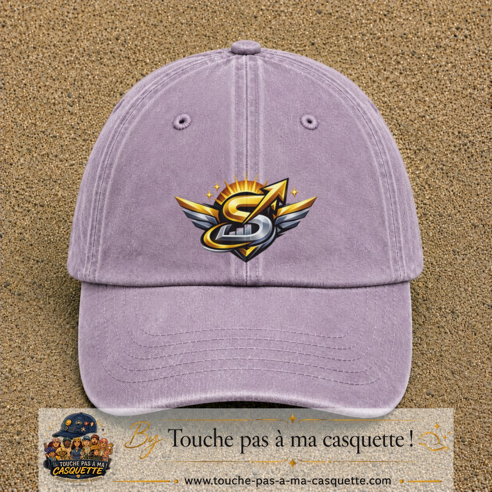 Casquette baseball Violet délavé 100% coton avec visuel Éclair ailé sport 7 cm - image produit principale