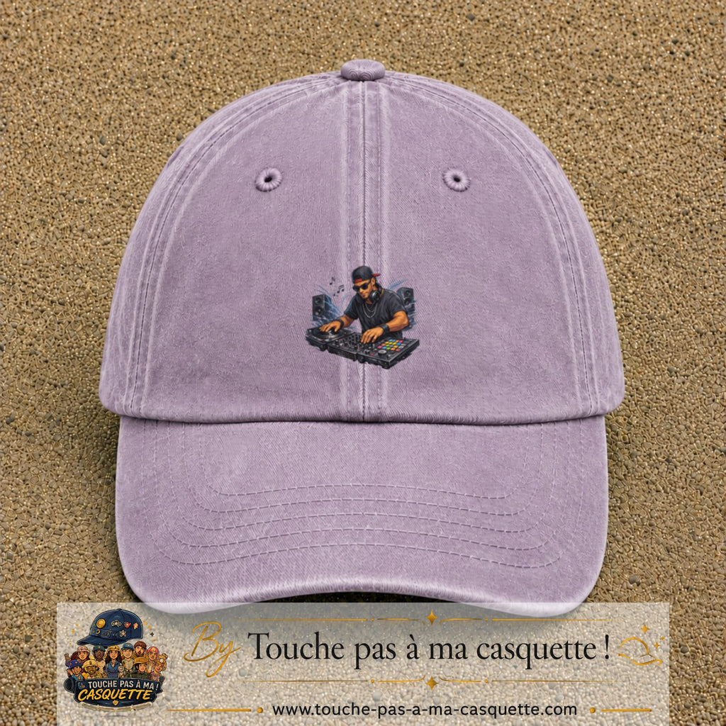 Casquette Violet délavé 100% coton avec motif DJ aux platines 5 cm - image principale
