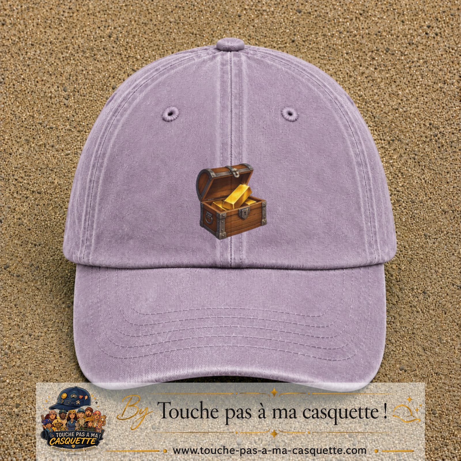 Casquette baseball Violet délavé 100% coton avec motif Coffre au trésor 5 cm - image principale