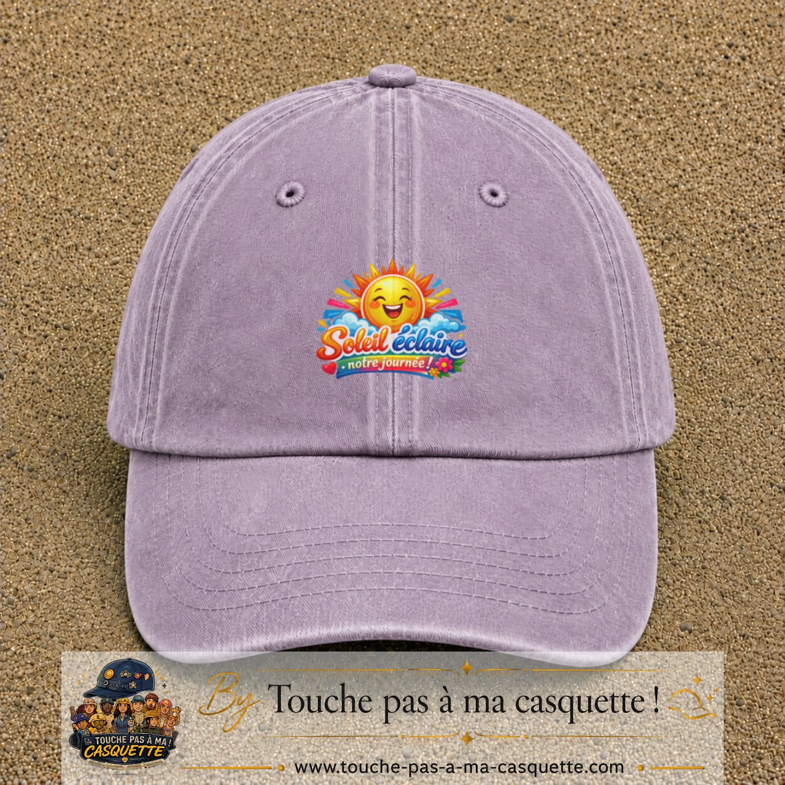 Casquette baseball Violet délavé 100% coton avec motif Soleil éclaire notre journée 7 cm - image principale
