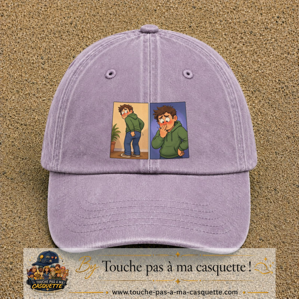 Casquette baseball Violet délavé 100% coton avec visuel Humour odeur 7 cm - image produit principale
