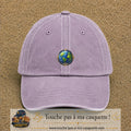 Casquette baseball Violet délavé 100% coton avec visuel Terre compas 5 cm - image produit principale