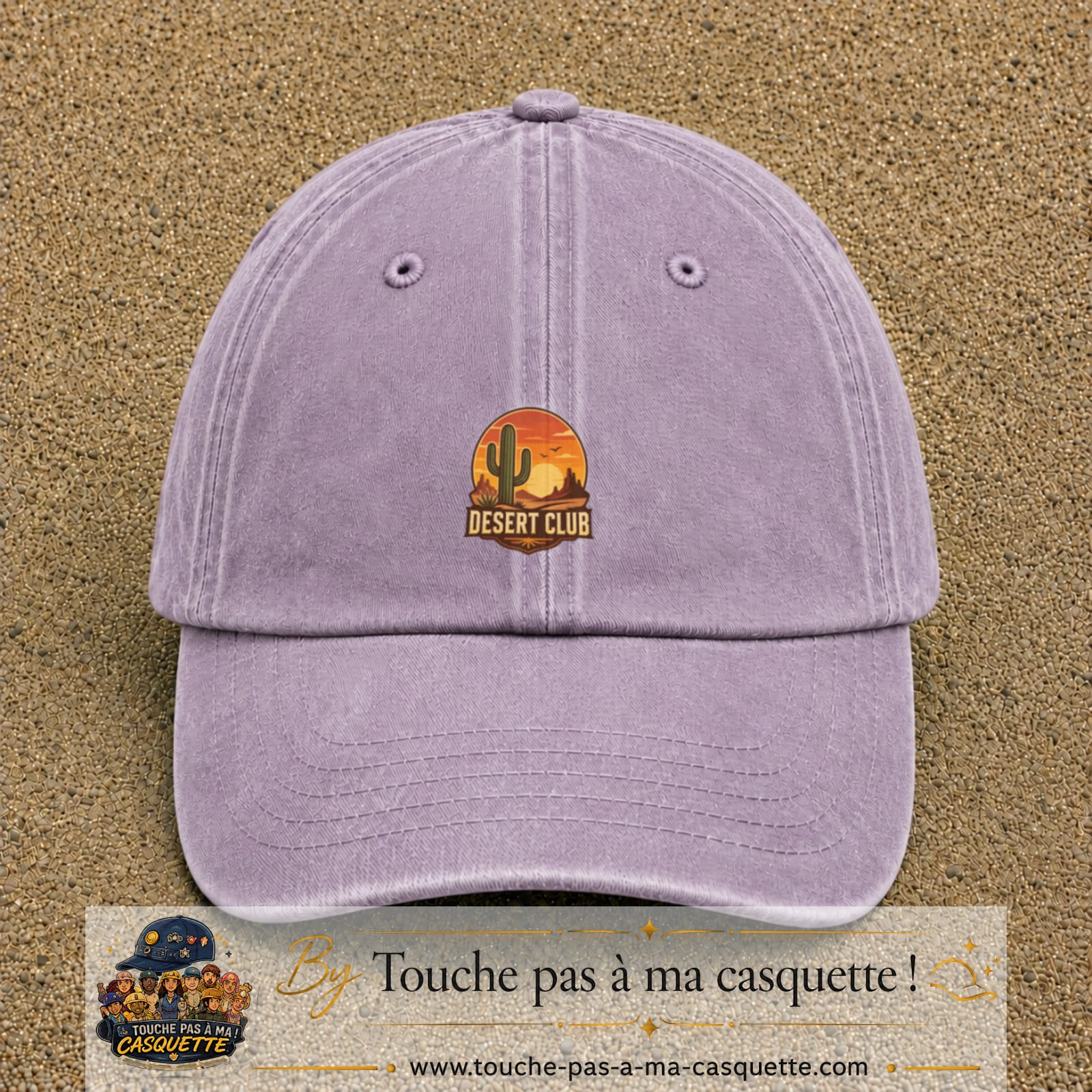 Casquette Violet délavé 100% coton avec motif Desert Club cactus 5 cm - image principale