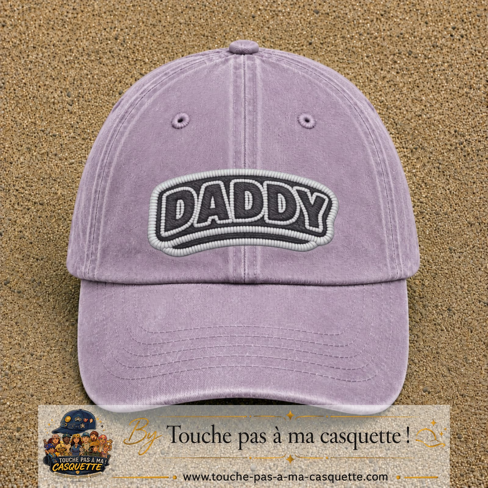 Casquette Violet délavé motif Message Daddy 7 cm - vue principale