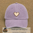 Casquette Violet délavé 100% coton avec motif Cœur bohème 5 cm - image principale