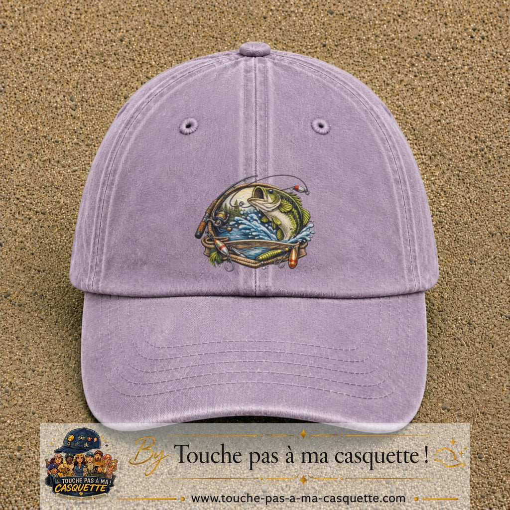 Casquette Violet délavé motif Pêche sportive 7 cm - vue principale