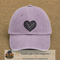 Casquette Violet délavé motif Cœur félin 7 cm - vue principale