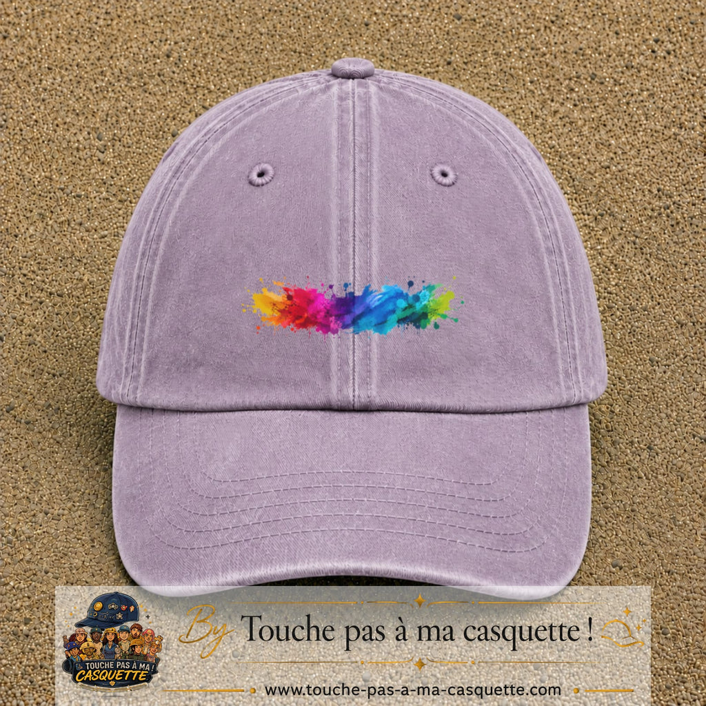 Casquette baseball Violet délavé 100% coton avec visuel Éclaboussure peinture 3 cm - image produit principale