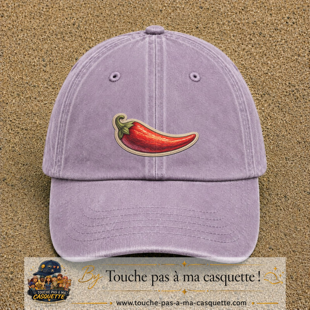 Casquette Violet délavé motif Piment piquant 5 cm - vue principale