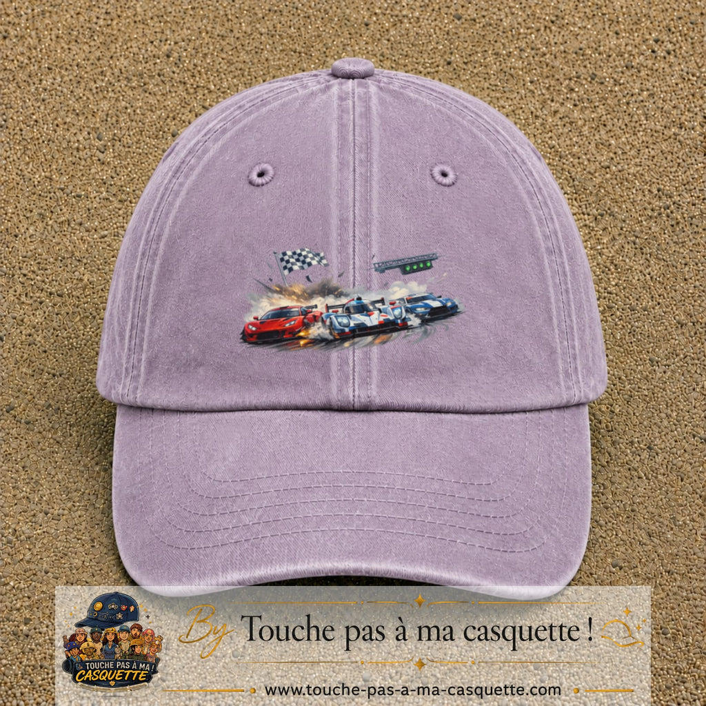 Casquette baseball Violet délavé 100% coton avec motif Voitures de course 7 cm - image principale