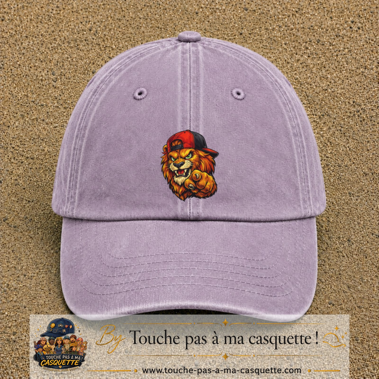 Casquette Violet délavé 100% coton avec motif Lion casquette street 7 cm - image principale
