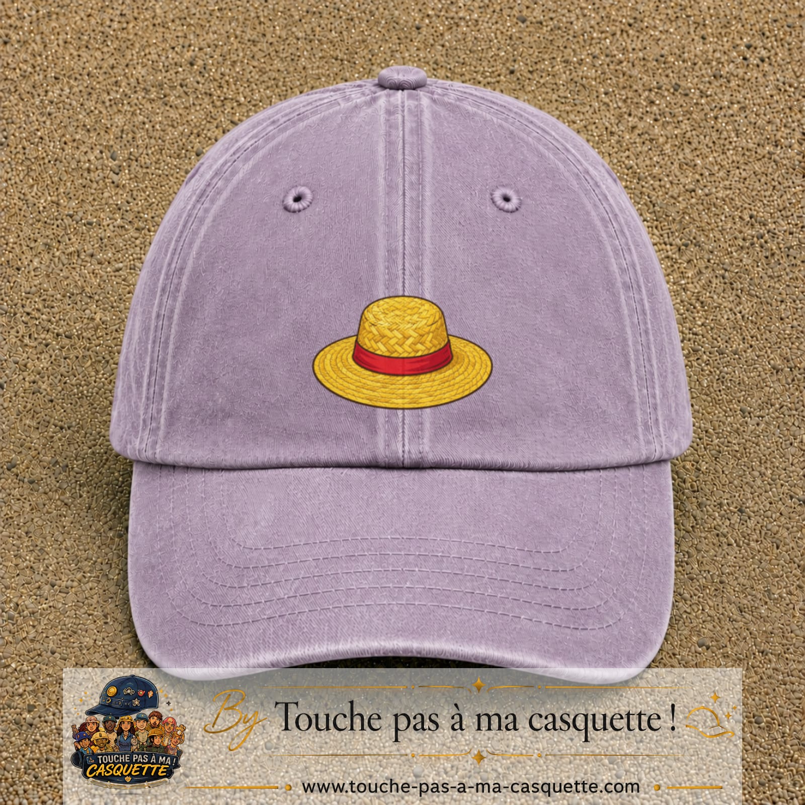Casquette baseball Violet délavé 100% coton avec motif Chapeau de paille 3 cm - image principale