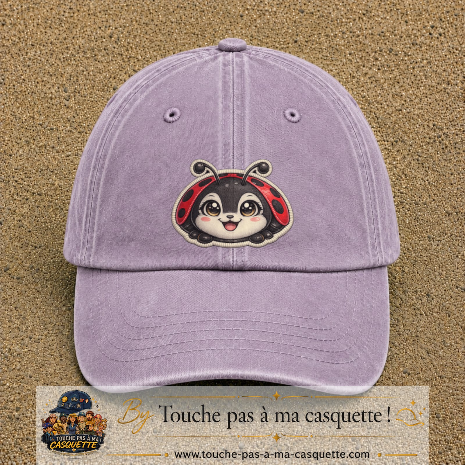 Casquette Violet délavé motif Coccinelle rouge 7 cm - vue principale