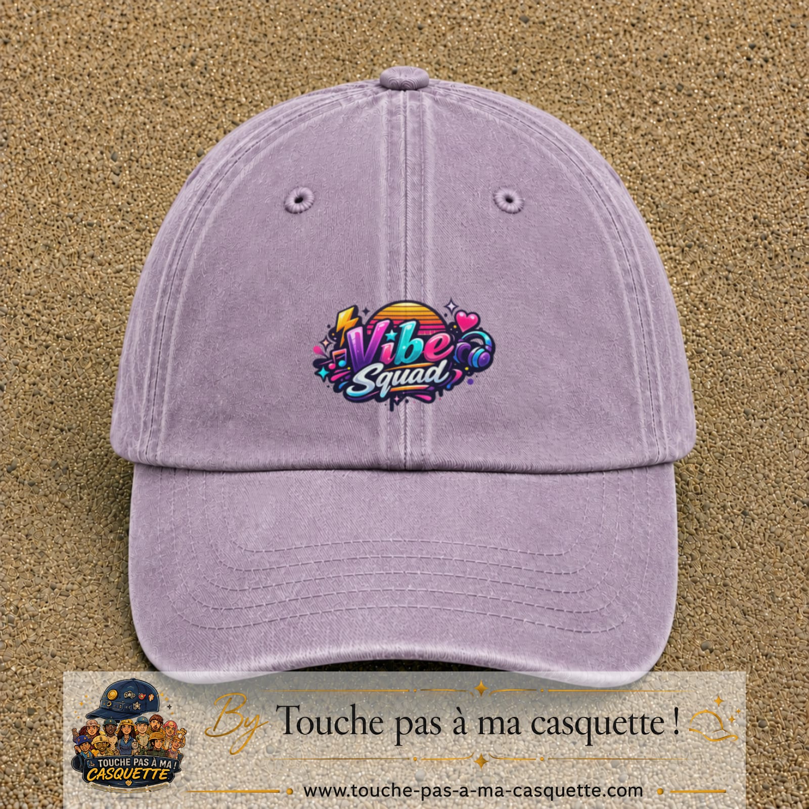 Casquette Violet délavé 100% coton avec motif Vibe Squad 5 cm - image principale