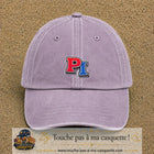 Casquette Violet délavé 100% coton avec motif Initiales PI rouge et bleu 5 cm - image principale