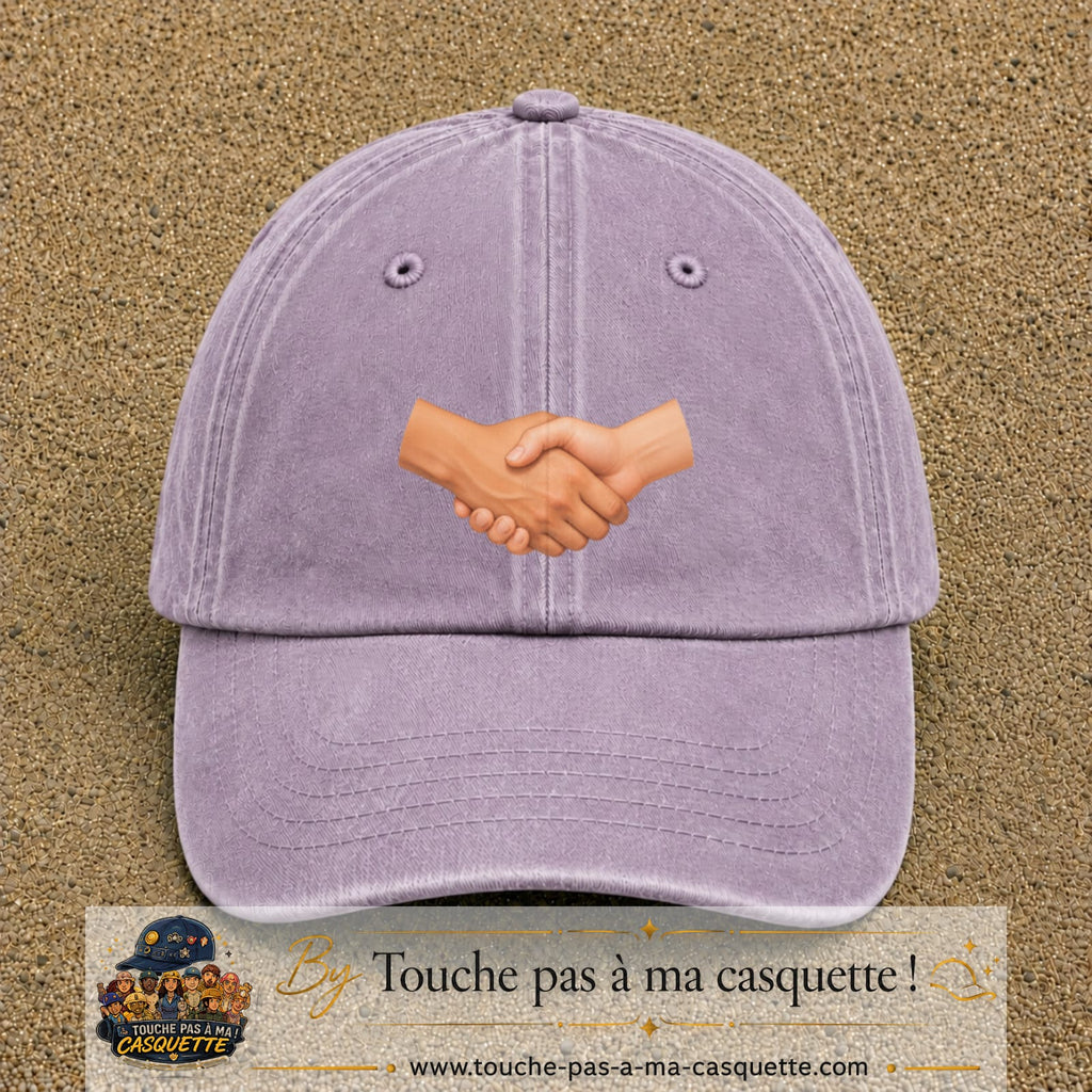 Casquette Violet délavé 100% coton avec motif Poignée de main 5 cm - image principale