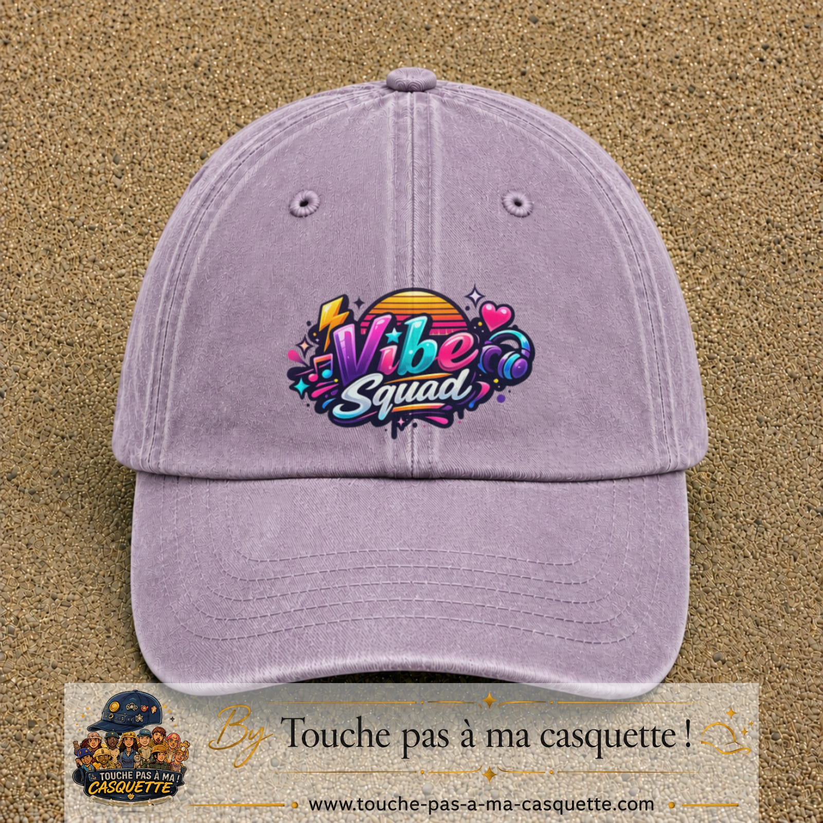 Casquette Violet délavé 100% coton avec motif Vibe Squad 7 cm - image principale