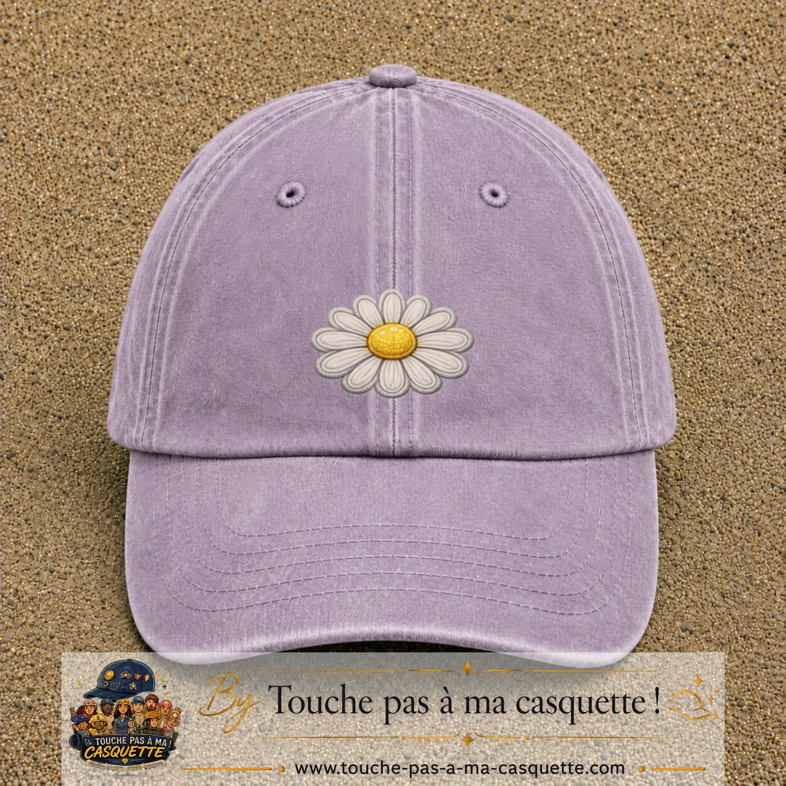 Image principale produit104moyenVI - casquette Violet délavé avec visuel Marguerite simple 5 cm