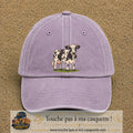 Image principale produit69grosVI - casquette Violet délavé avec visuel Vache noir blanc 7 cm
