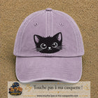 Image principale produit2grosVI - casquette Violet délavé avec visuel Chat noir yeux ronds 7 cm