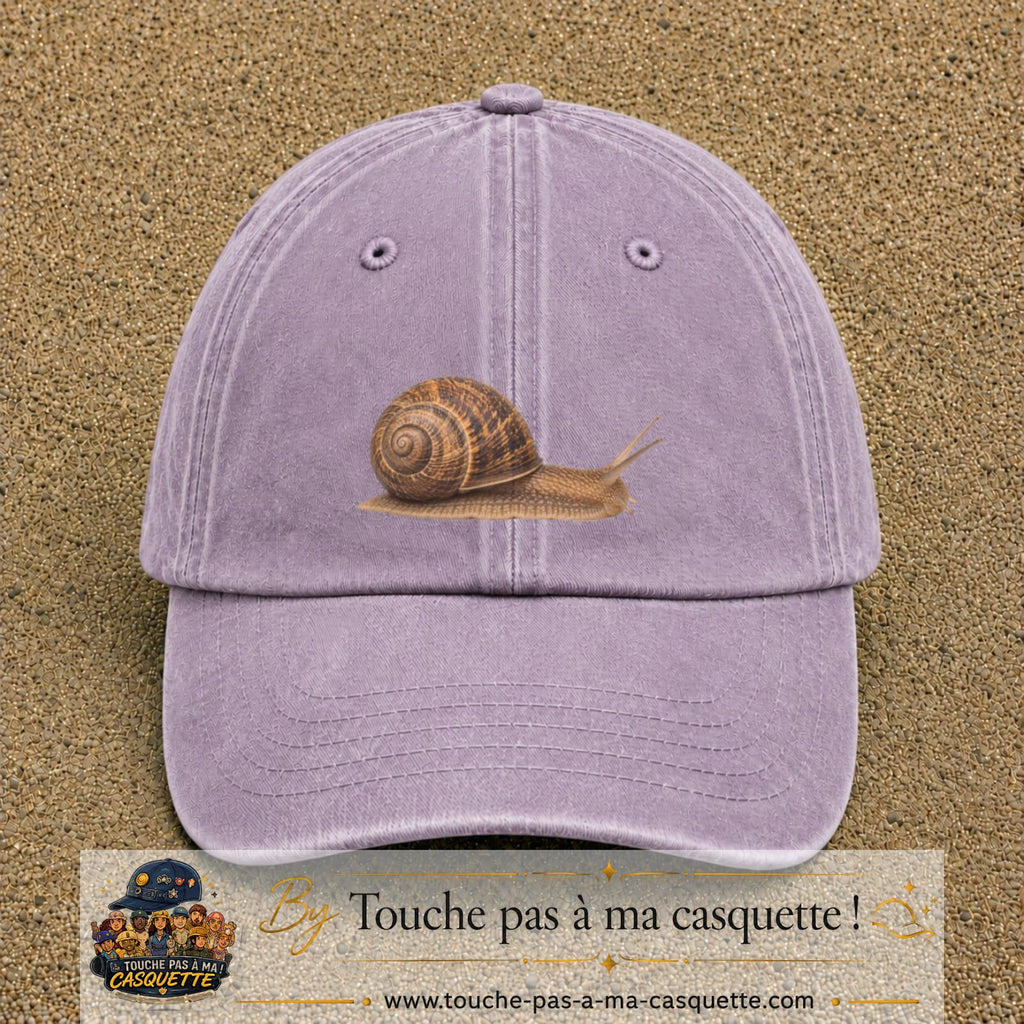 Image principale produit74moyenVI - casquette Violet délavé avec visuel Escargot 5 cm