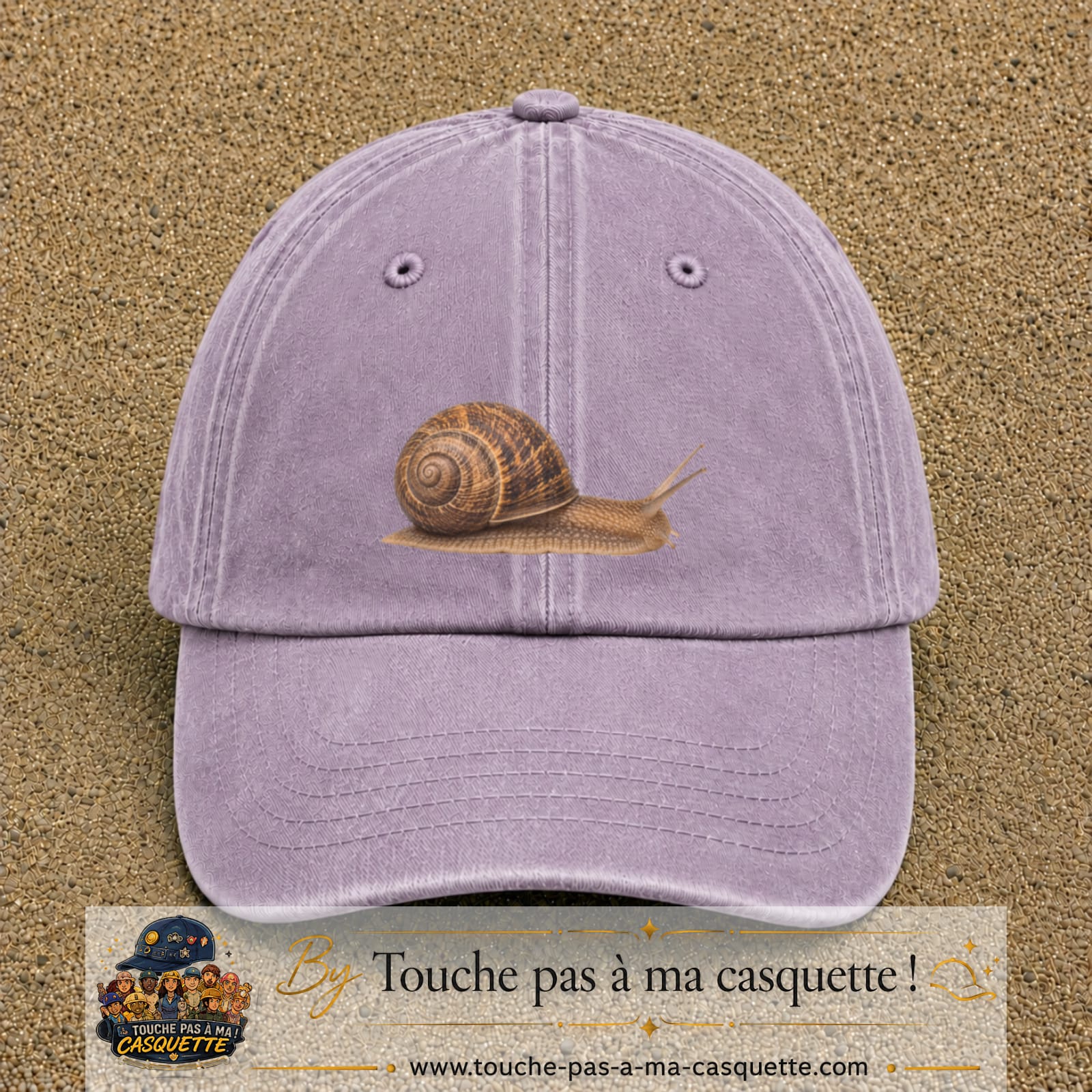 Image principale produit74moyenVI - casquette Violet délavé avec visuel Escargot 5 cm