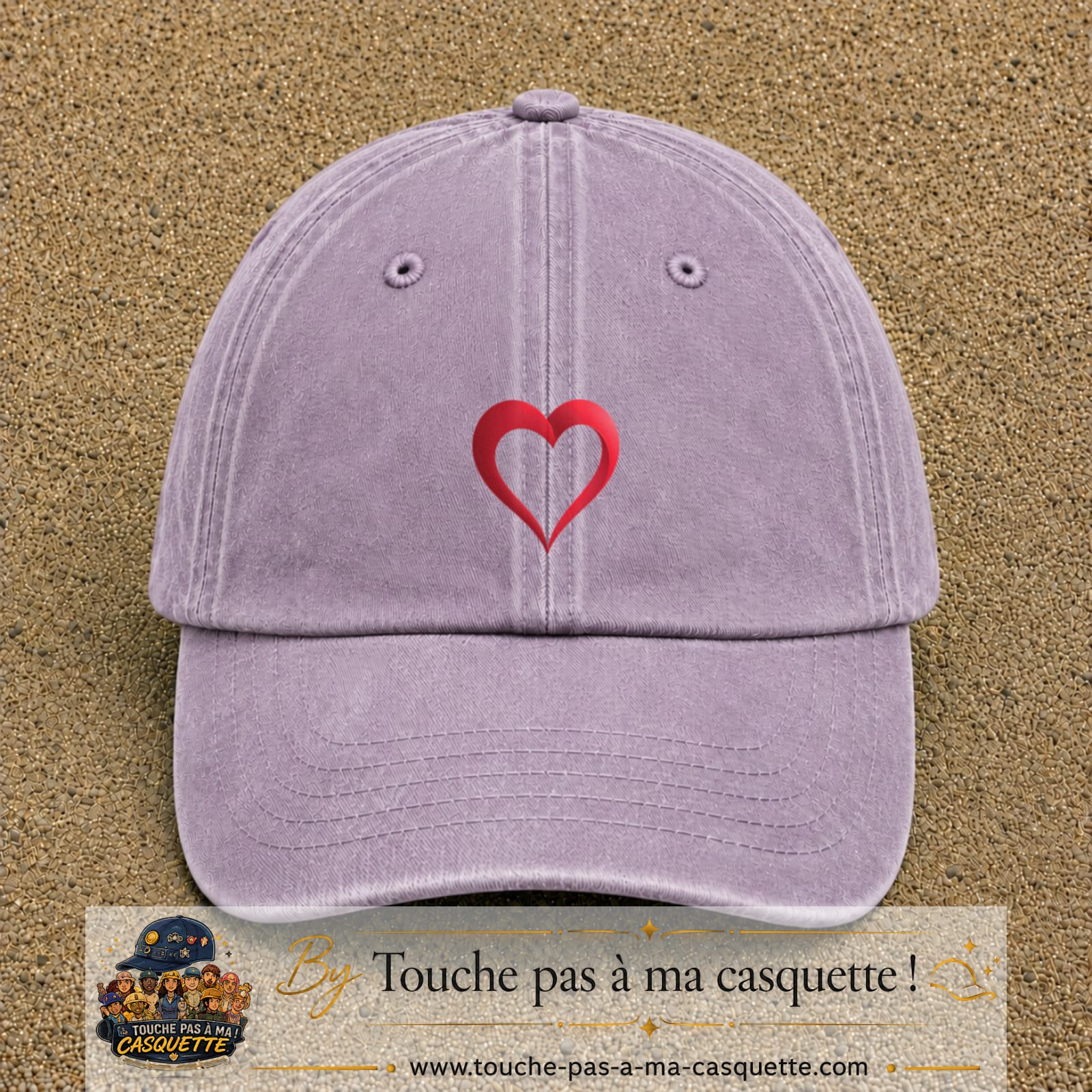 Image principale produit138moyenVI - casquette Violet délavé avec visuel Cœur rouge 5 cm