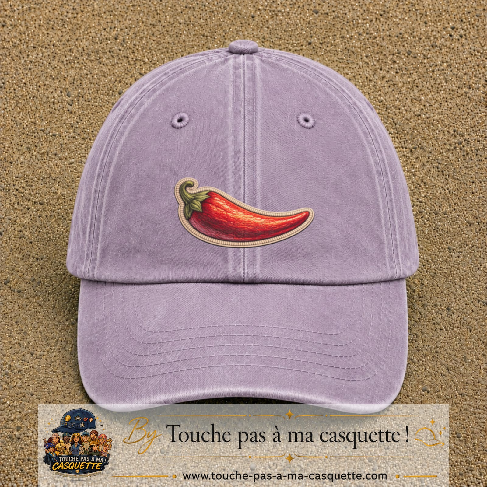 Image principale produit198moyenVI - casquette Violet délavé avec visuel Piment 5 cm