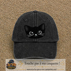 Image principale produit2grosN - casquette Noir délavé avec visuel Chat noir yeux ronds 7 cm