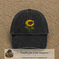 Image principale produit75grosN - casquette Noir délavé avec visuel Tournesol abeille 7 cm