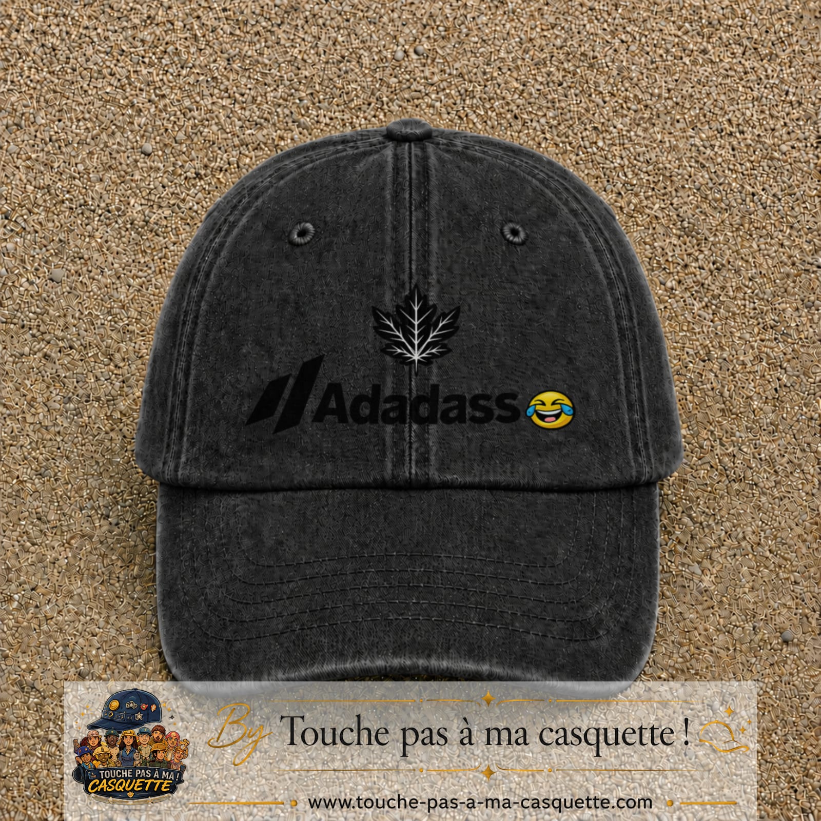 Image principale produit38grosN - casquette Noir délavé avec visuel Adadass feuille d’érable 7 cm