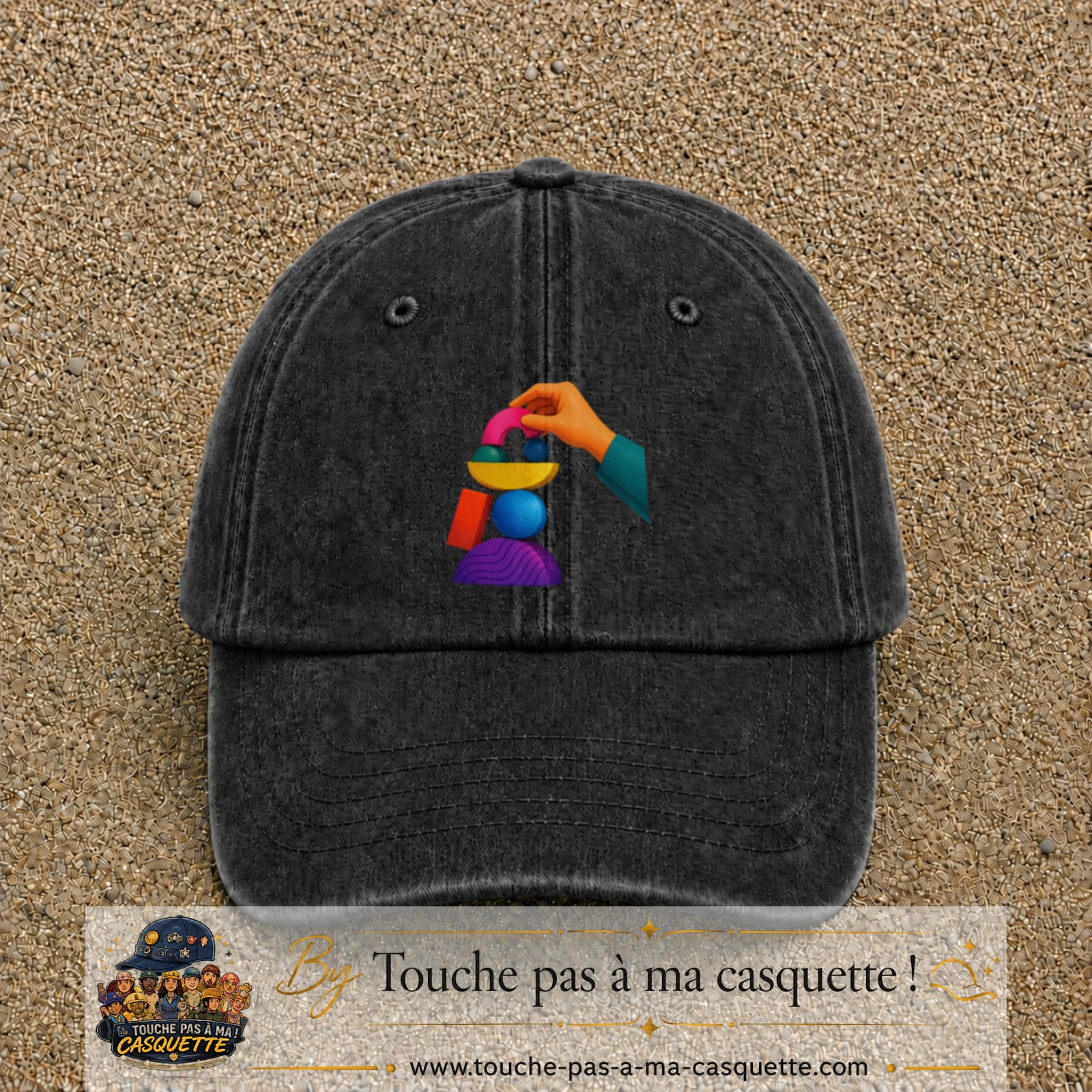 Image principale casquette Noir délavé avec motif Jeu d’équilibre 7 cm
