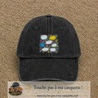 Casquette Noir délavé motif Bulles de bande dessinée logo 7 cm