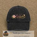 Casquette Noir délavé avec motif Prénom Natacha fleuri en 7 cm – vue principale