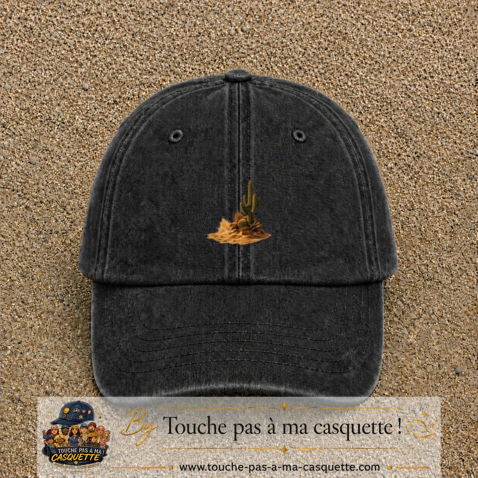 Image principale casquette Noir délavé avec motif Cactus du désert 5 cm