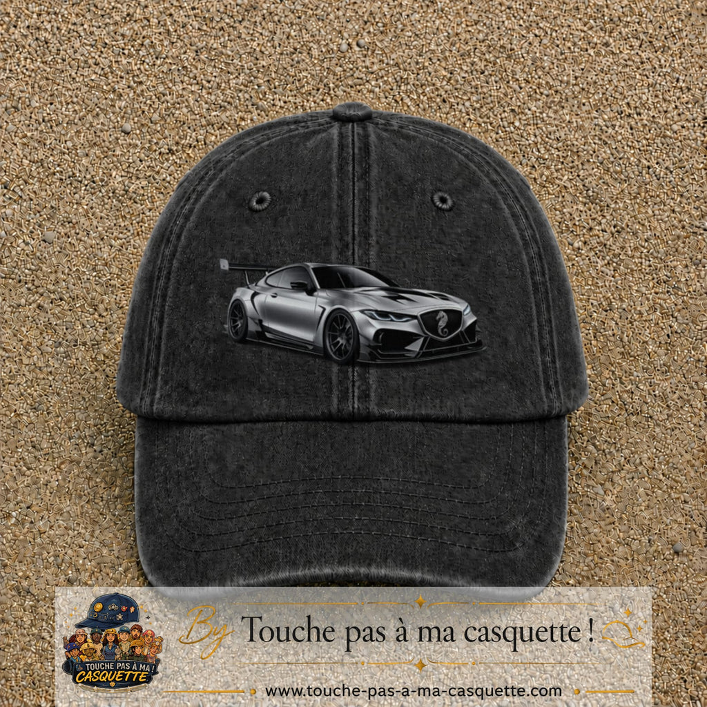 Casquette Noir délavé avec motif Voiture sportive en 7 cm – vue principale
