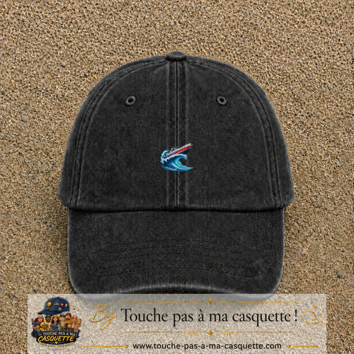 Casquette Noir délavé avec motif Bateau à moteur sur vague en 3 cm – vue principale