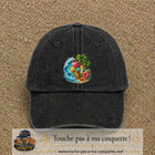 Casquette Noir délavé motif Glace tropicale logo 7 cm