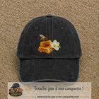 Image principale casquette Noir délavé avec motif Abeille et miel 7 cm
