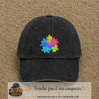 Casquette Noir délavé motif Puzzle pop logo 7 cm