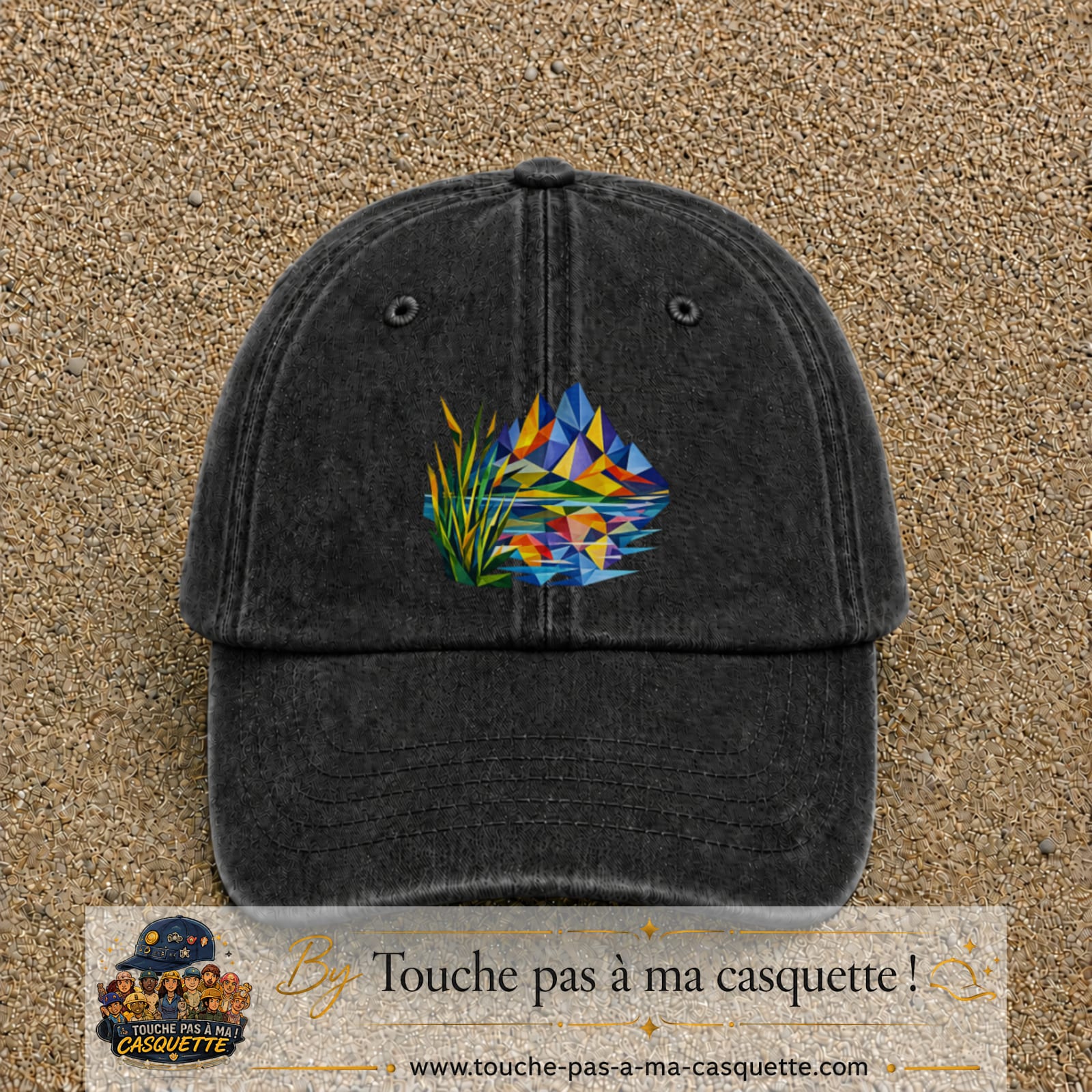 Image principale casquette Noir délavé avec motif Lac de montagne 7 cm