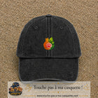 Casquette Noir délavé motif Chat feuille logo 5 cm