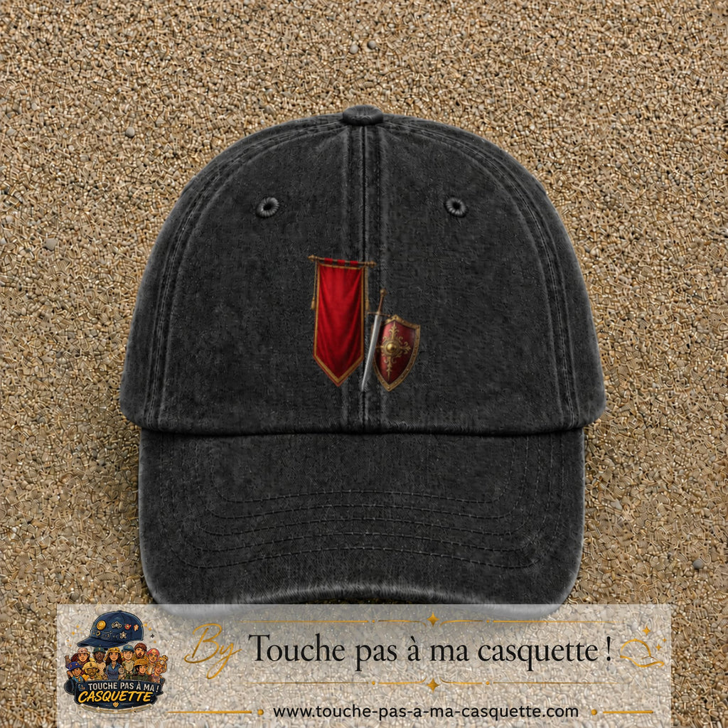 Image principale casquette Noir délavé avec motif Bouclier médiéval 7 cm
