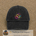 Casquette Noir délavé motif Alliances festives logo 7 cm