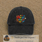 Casquette Noir délavé avec motif Merci Prof coloré en 7 cm – vue principale