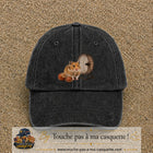 Casquette Noir délavé motif Hamster avec roue logo 7 cm