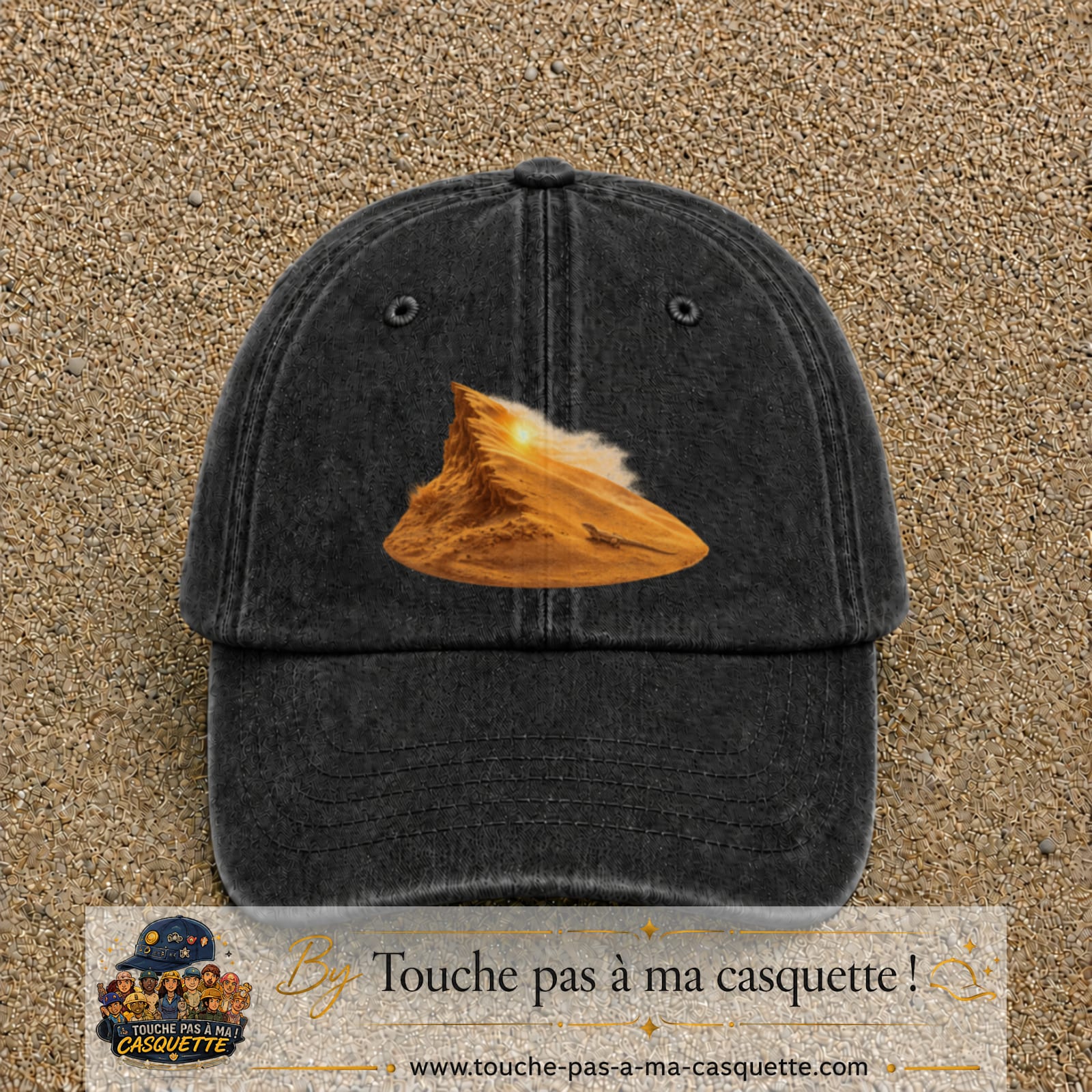 Image principale casquette Noir délavé avec motif Dune du désert 7 cm
